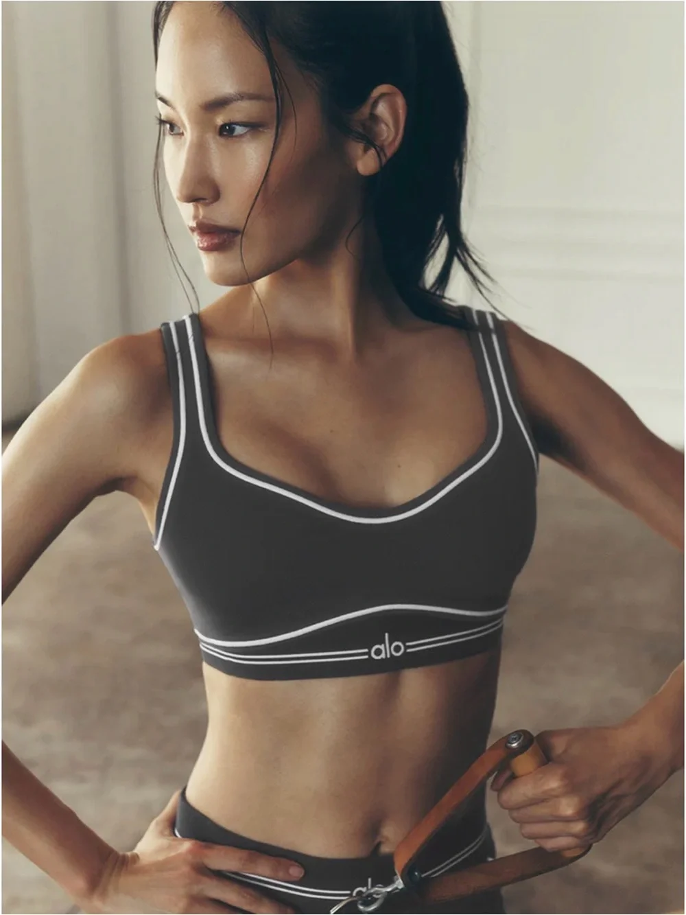 ALO Yoga Black Sports Bralette and High-Waist Leggings Set